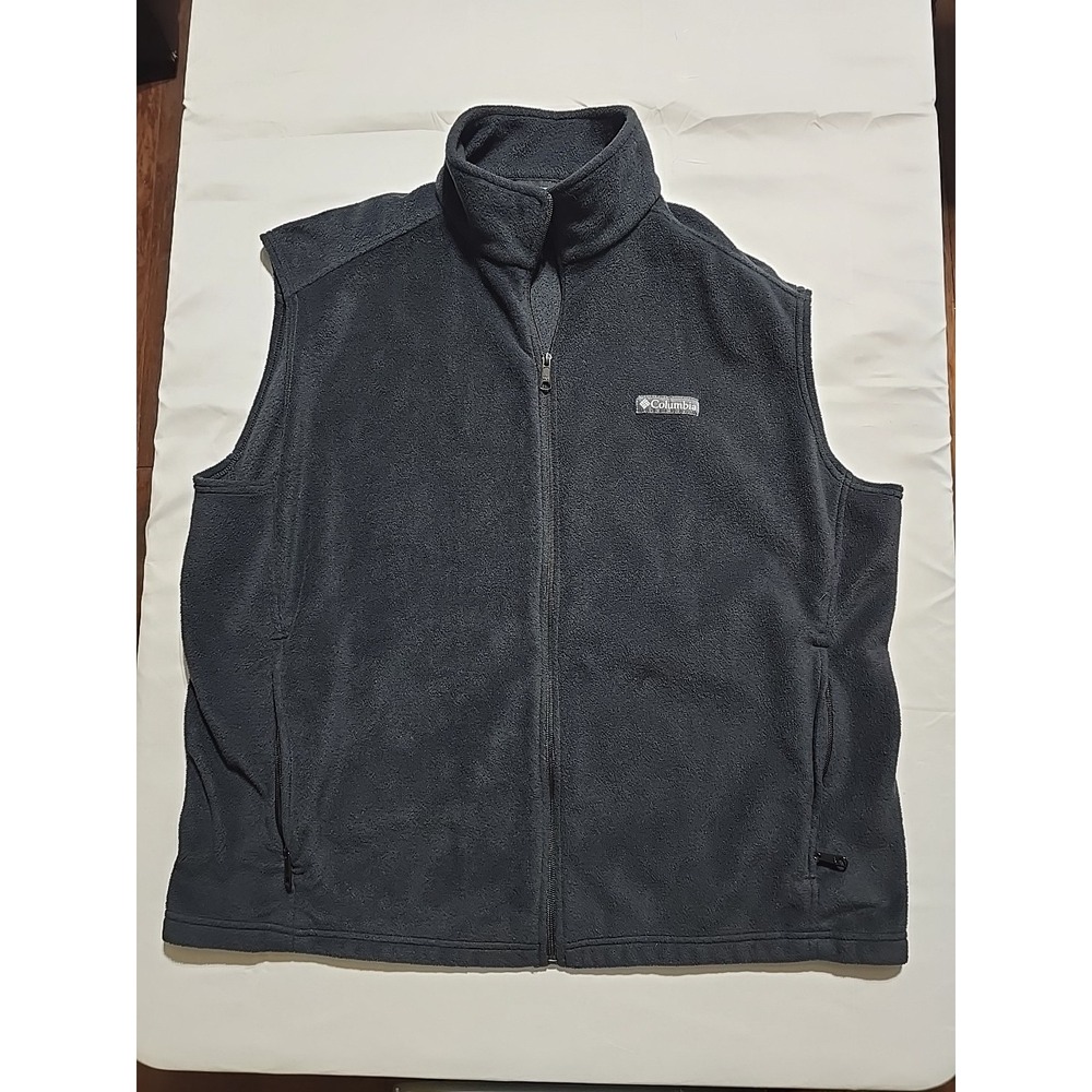 Columbia Vest Mens XXL Black Micro Fleece Full Zip Outdoor Preppy